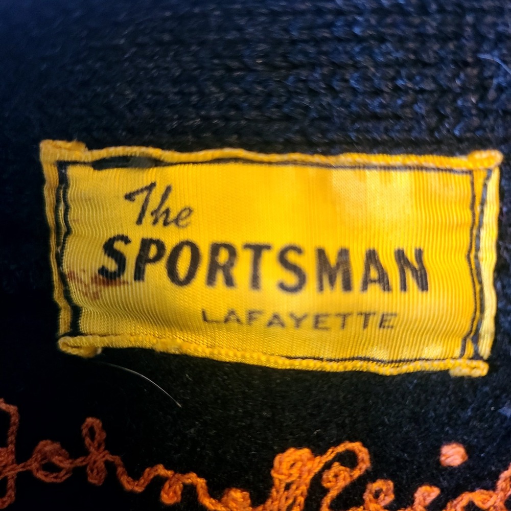 Vintage Letterman Cardigan 40s 50s HS Sweater‎ Black Red Lafayette IN Unisex - Picture 7 of 7